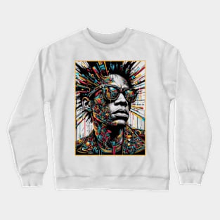 Abstract portrait of Jean Michel Basquiat Crewneck Sweatshirt